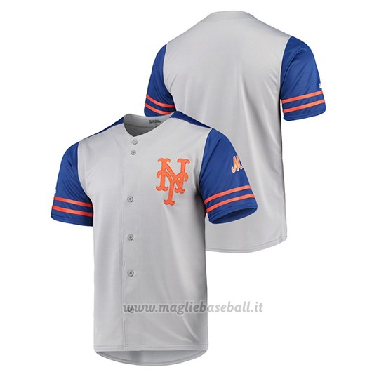 Maglia Baseball Uomo New York Mets Button-down Stitches Autentico Grigio